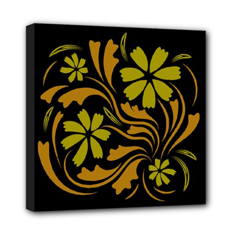 Folk Flowers Floral Art Print Flowers Abstract Art  Mini Canvas 8  X 8  (stretched) by Eskimos