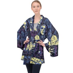 Glitch Witch Ii Long Sleeve Velvet Kimono  by MRNStudios