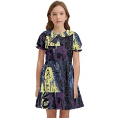 Glitch Witch Ii Kids  Bow Tie Puff Sleeve Dress by MRNStudios