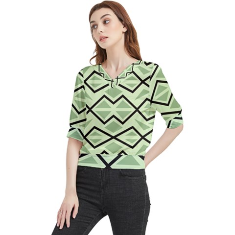 Abstract Pattern Geometric Backgrounds Quarter Sleeve Blouse by Eskimos