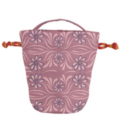 Folk Flowers Print Floral Pattern Ethnic Art Drawstring Bucket Bag by Eskimos