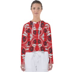 Folk Flowers Print Floral Pattern Ethnic Art Women s Slouchy Sweat by Eskimos