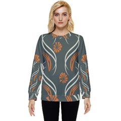 Folk Flowers Print Floral Pattern Ethnic Art Hidden Pocket Sweatshirt by Eskimos