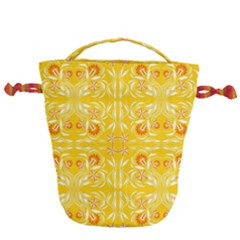 Folk Flowers Print Floral Pattern Ethnic Art Drawstring Bucket Bag by Eskimos