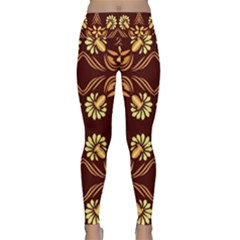 Folk Flowers Print Floral Pattern Ethnic Art Lightweight Velour Classic Yoga Leggings by Eskimos