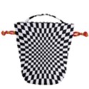 Illusion Checkerboard Black And White Pattern Drawstring Bucket Bag View2