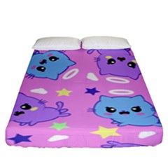 Seamless Pattern With Cute Kawaii Kittens Fitted Sheet (king Size) by Jancukart