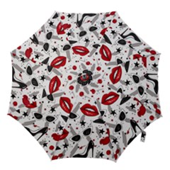 Red Lips Black Heels Pattern Hook Handle Umbrellas (medium) by Jancukart