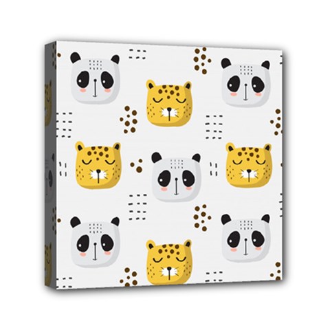 Seamless Pattern Cute Animals Mini Canvas 6  X 6  (stretched) by Jancukart