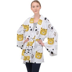 Seamless Pattern Cute Animals Long Sleeve Velvet Kimono  by Jancukart