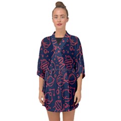 Seamless Space Pattern Half Sleeve Chiffon Kimono by Jancukart