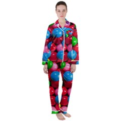 Bubble Gum Satin Long Sleeve Pajamas Set by artworkshop