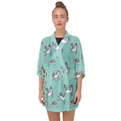 Unicorn Patterns Half Sleeve Chiffon Kimono by Jancukart