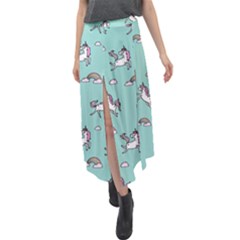 Unicorn Patterns Velour Split Maxi Skirt by Jancukart