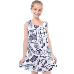Hand-drawn-back-school-pattern Kids  Cross Back Dress by Jancukart