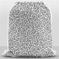 Black And White Hello Text Motif Random Pattern Drawstring Bag (large) by dflcprintsclothing