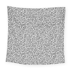 Black And White Hello Text Motif Random Pattern Square Tapestry (large) by dflcprintsclothing