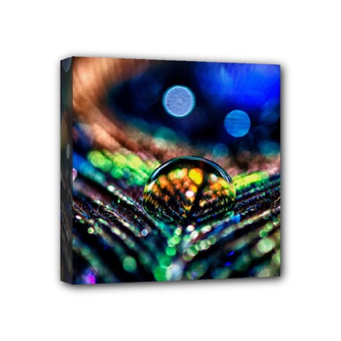 Peacock Feather Drop Mini Canvas 4  X 4  (stretched) by artworkshop