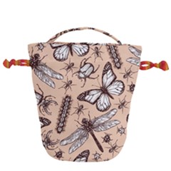 Vintage-drawn-insect-seamless-pattern Drawstring Bucket Bag by Jancukart