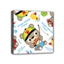 Vector-seamless-pattern-cute-fishing-animals-cartoon Mini Canvas 4  x 4  (Stretched) View1