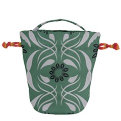 Folk Flowers Print Floral Pattern Ethnic Art Drawstring Bucket Bag by Eskimos