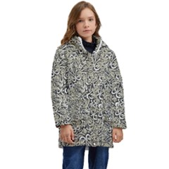 Intricate Ornate Pattern Kid s Hooded Longline Puffer Jacket by dflcprintsclothing