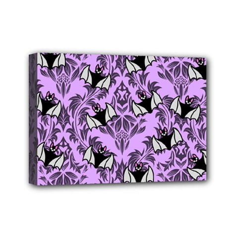 Purple Bats Mini Canvas 7  X 5  (stretched) by NerdySparkleGoth