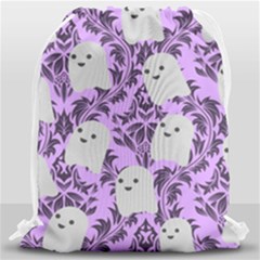 Purple Ghosts Drawstring Bag (large) by NerdySparkleGoth