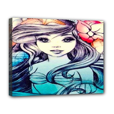 Beautifull Ariel Little Mermaid  Painting Canvas 14  X 11  (stretched) by artworkshop