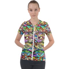 Character Disney Stained Short Sleeve Zip Up Jacket by artworkshop