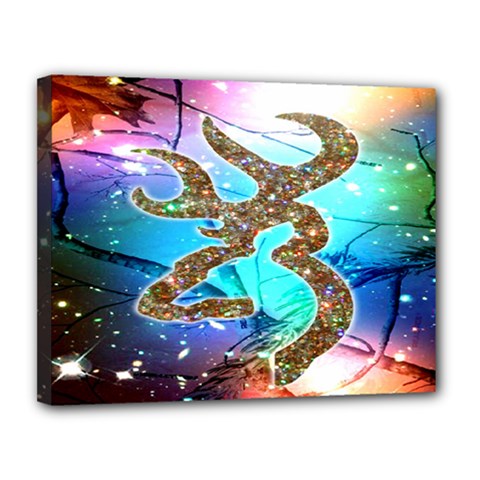 Browning Deer Glitter Galaxy Canvas 14  X 11  (stretched) by artworkshop