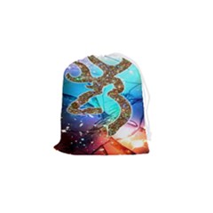 Browning Deer Glitter Galaxy Drawstring Pouch (small) by artworkshop