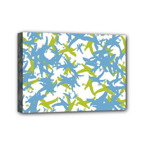 Birds Silhouette Motif Random Pattern Mini Canvas 7  X 5  (stretched) by dflcprintsclothing