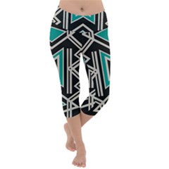 Abstract Pattern Geometric Backgrounds  Lightweight Velour Capri Yoga Leggings by Eskimos