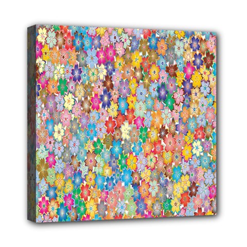 Floral Flowers Mini Canvas 8  X 8  (stretched) by artworkshop