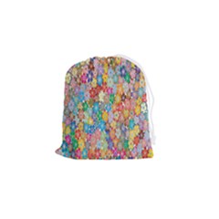 Floral Flowers Drawstring Pouch (small) by artworkshop