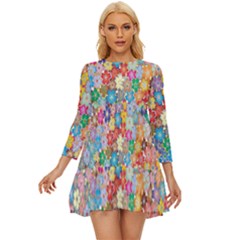 Floral Flowers Long Sleeve Babydoll Dress by artworkshop