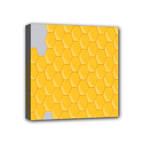 Hexagons Yellow Honeycomb Hive Bee Hive Pattern Mini Canvas 4  X 4  (stretched) by artworkshop