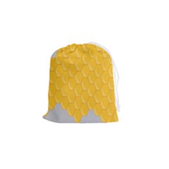 Hexagons Yellow Honeycomb Hive Bee Hive Pattern Drawstring Pouch (small) by artworkshop