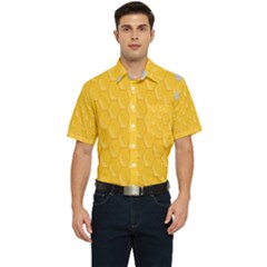 Hexagons Yellow Honeycomb Hive Bee Hive Pattern Men s Short Sleeve Pocket Shirt  by artworkshop