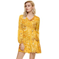 Water Tiered Long Sleeve Mini Dress by artworkshop