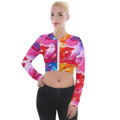 Colorful Painting Long Sleeve Cropped Velvet Jacket by artworkshop