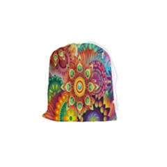 Mandalas Colorful Abstract Ornamental Drawstring Pouch (small) by artworkshop