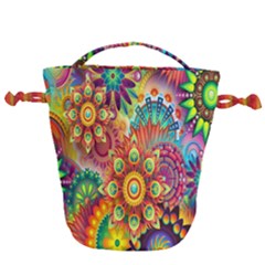 Mandalas Colorful Abstract Ornamental Drawstring Bucket Bag by artworkshop