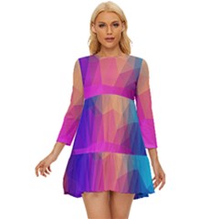 Triangles Polygon Color Long Sleeve Babydoll Dress by artworkshop