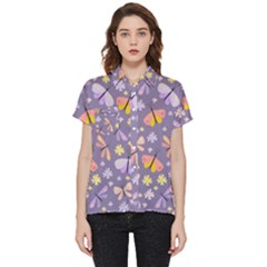 Vector-seamless-pattern-with-butterflies-beetles Short Sleeve Pocket Shirt by Jancukart