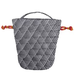 Grid Wire Mesh Stainless Rods Metal Drawstring Bucket Bag by artworkshop