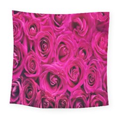 Pink Flowers Roses Square Tapestry (large) by artworkshop