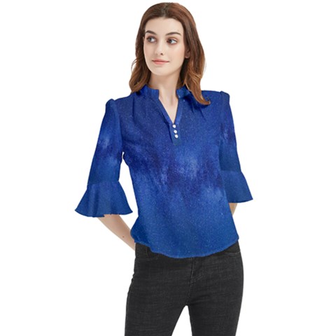 Milky Way Stars Night Sky Loose Horn Sleeve Chiffon Blouse by artworkshop