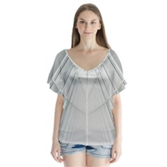 Architecture Building V-neck Flutter Sleeve Top by artworkshop